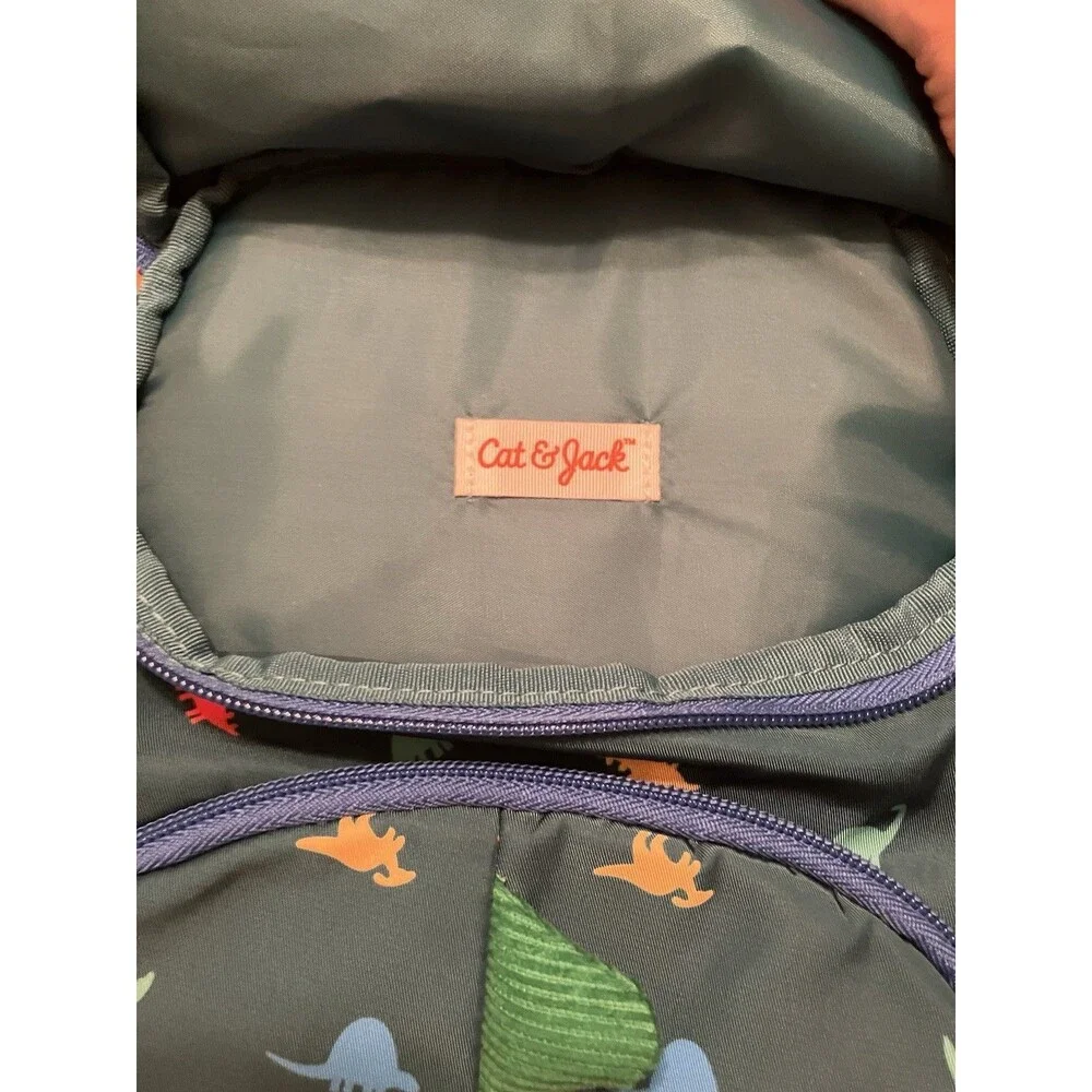 Cat & Jack Mini Dinosaur Print Backpack Green Polyester Zip Adjustable Strap